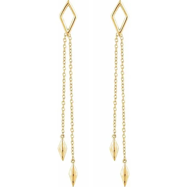 14K Yellow Geometric Chain Earrings