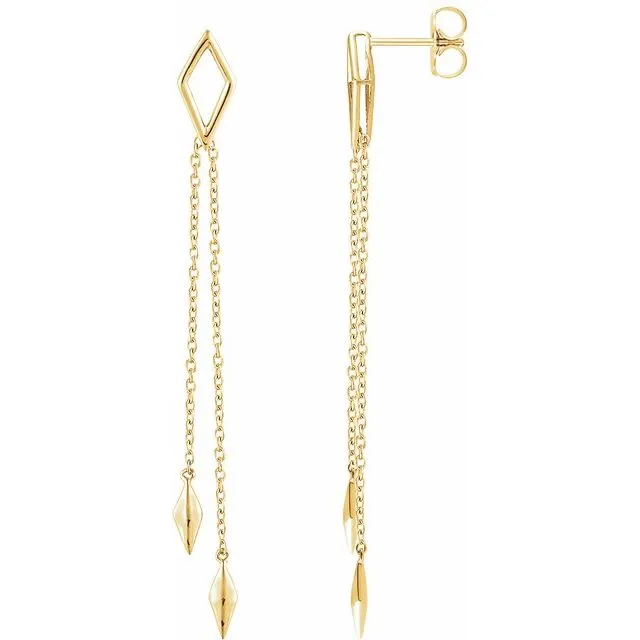 14K Yellow Geometric Chain Earrings