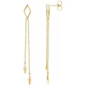 14K Yellow Geometric Chain Earrings
