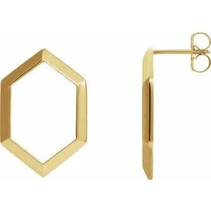 14K Yellow Geometric Drop Earrings
