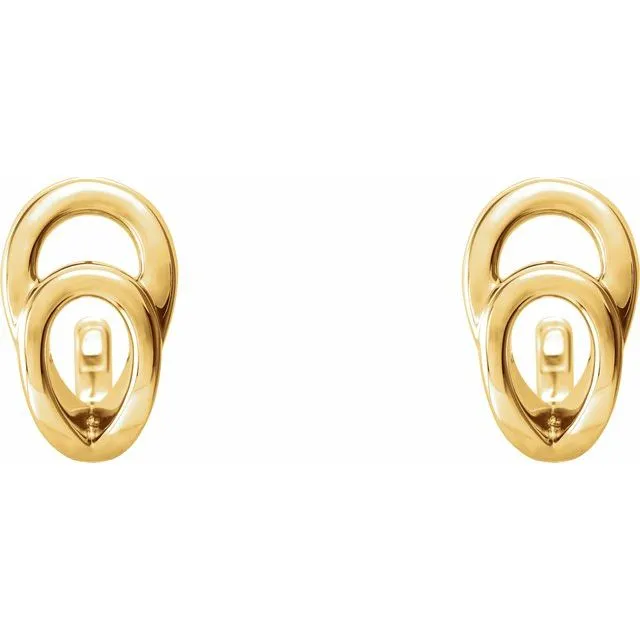 14K Yellow Geometric J-Hoop Earrings