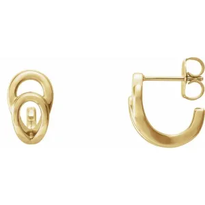 14K Yellow Geometric J-Hoop Earrings