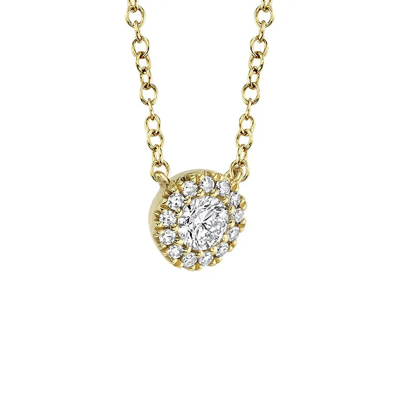 14k Yellow Gold 0.14ctw Diamond Halo Pendant Necklace - SC55002696
