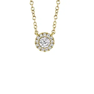 14k Yellow Gold 0.14ctw Diamond Halo Pendant Necklace - SC55002696