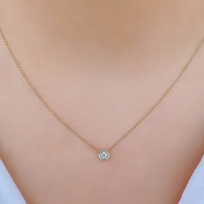 14k Yellow Gold 0.14ctw Diamond Halo Pendant Necklace - SC55002696