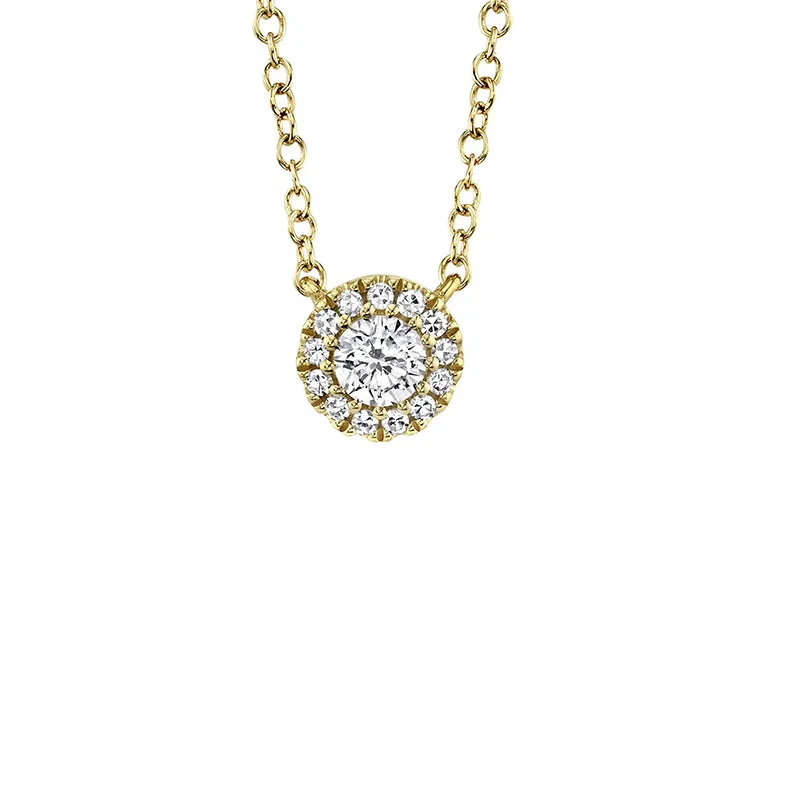 14k Yellow Gold 0.14ctw Diamond Halo Pendant Necklace - SC55002696