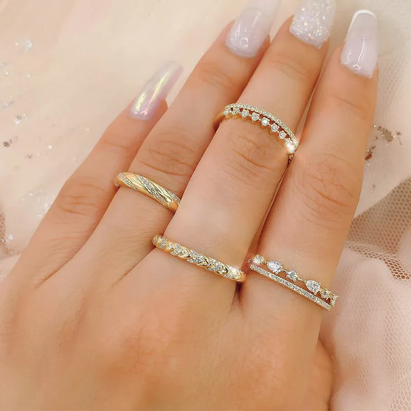 14K Yellow Gold 0.37ctw Diamond Double Row Ring- SC55021925-YG