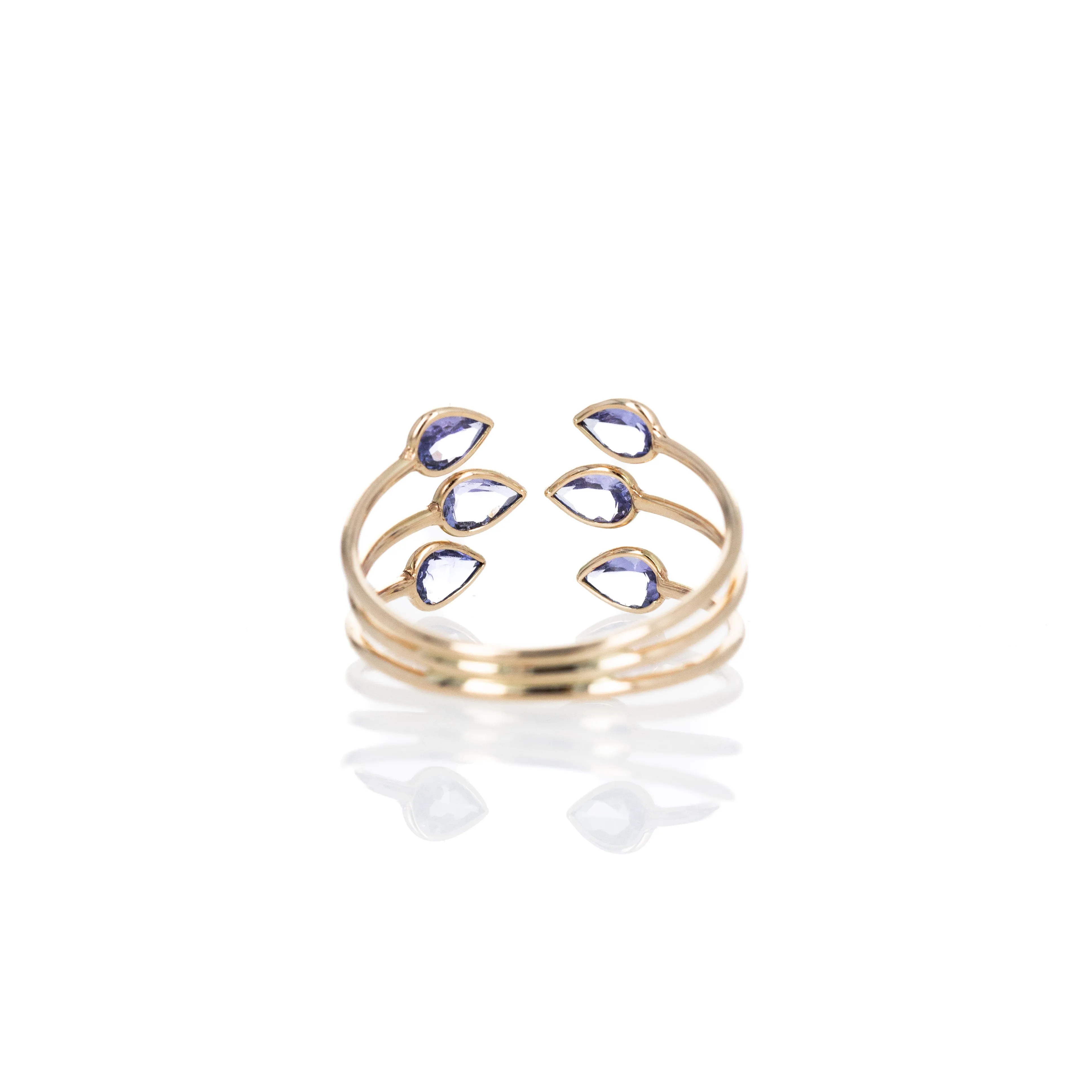 14K Yellow Gold 0.50 Carat Tanzanite Open Floral Wrap Ring