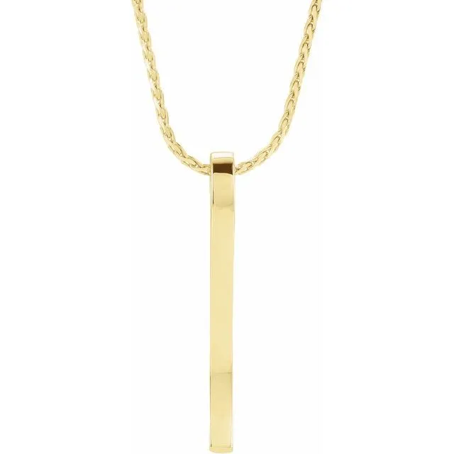 14K Yellow Gold Bar 18" Necklace