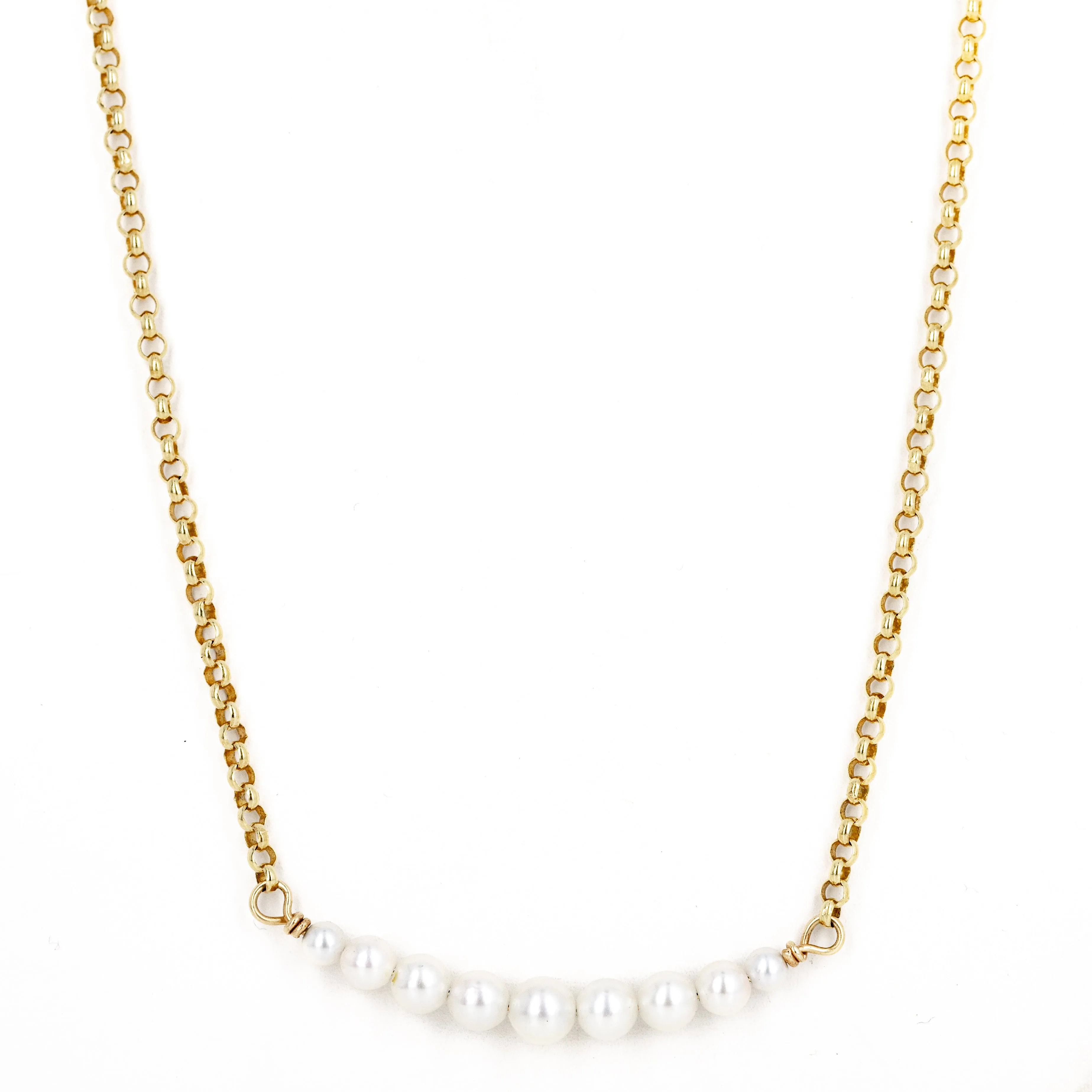 14K Yellow Gold Cultured Pearl Bar Pendant Necklace