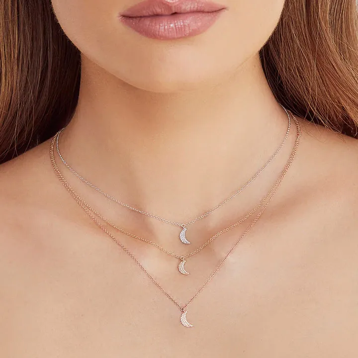 14k Yellow Gold Diamond Crescent Moon Pendant- SC55002688