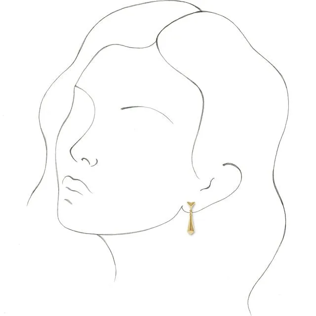 14K Yellow Gold Geometric Dangle Earrings
