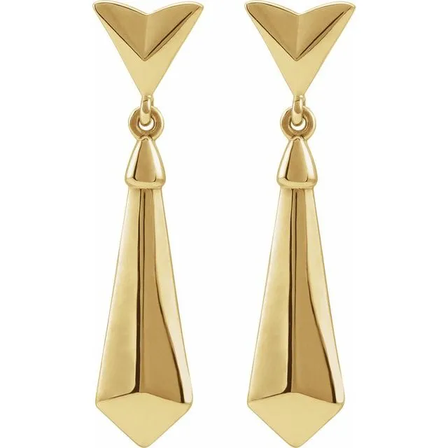 14K Yellow Gold Geometric Dangle Earrings