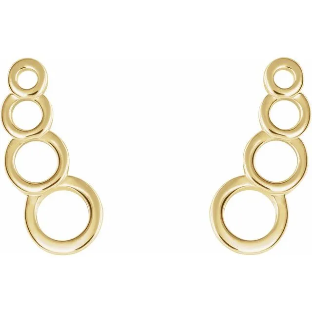 14K Yellow Gold Geometric Ear Climbers