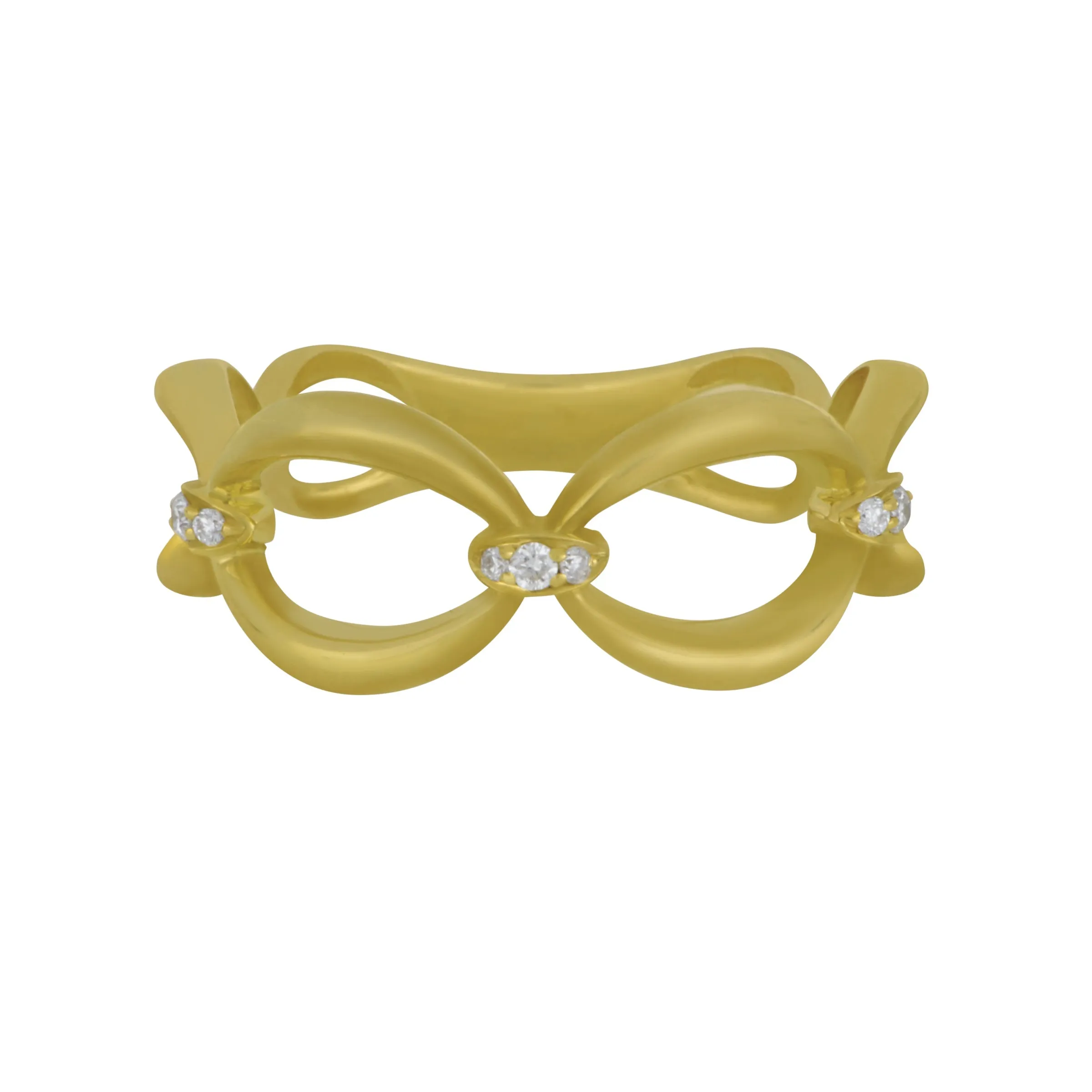 14k Yellow Gold Graduated Open Oval Link with Diamond Bar Ring size 7, D=0.08tw GH/SI