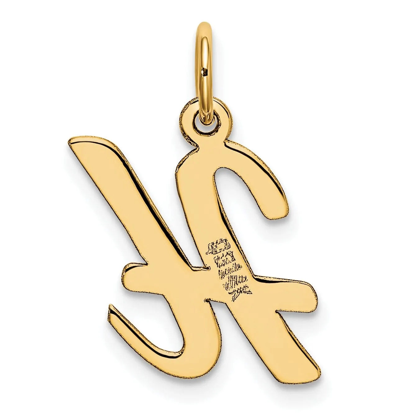 14K Yellow Gold Medium Size Fancy Script Design Letter H Initial Pendant