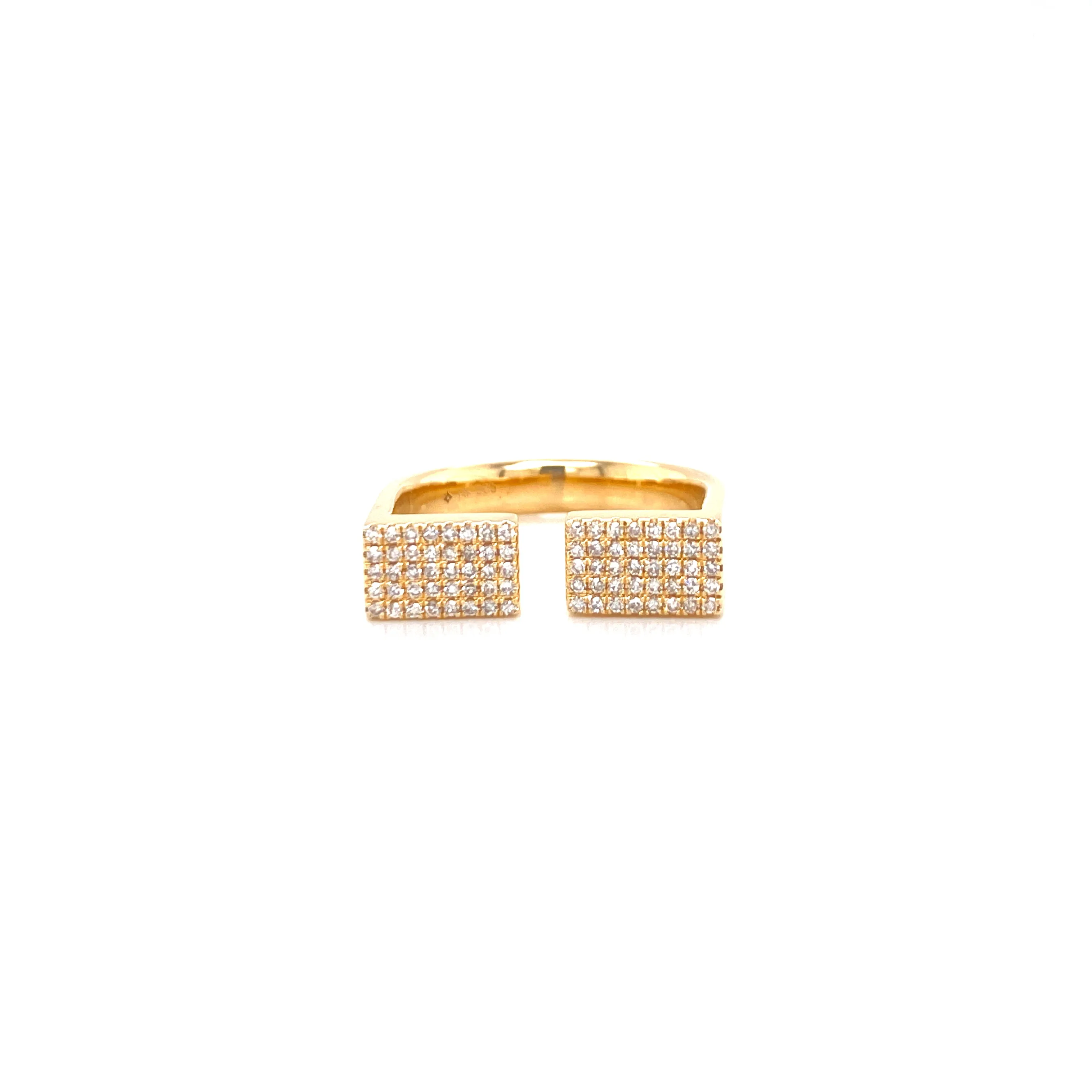 14K Yellow Gold Open Double Rectangle Ring