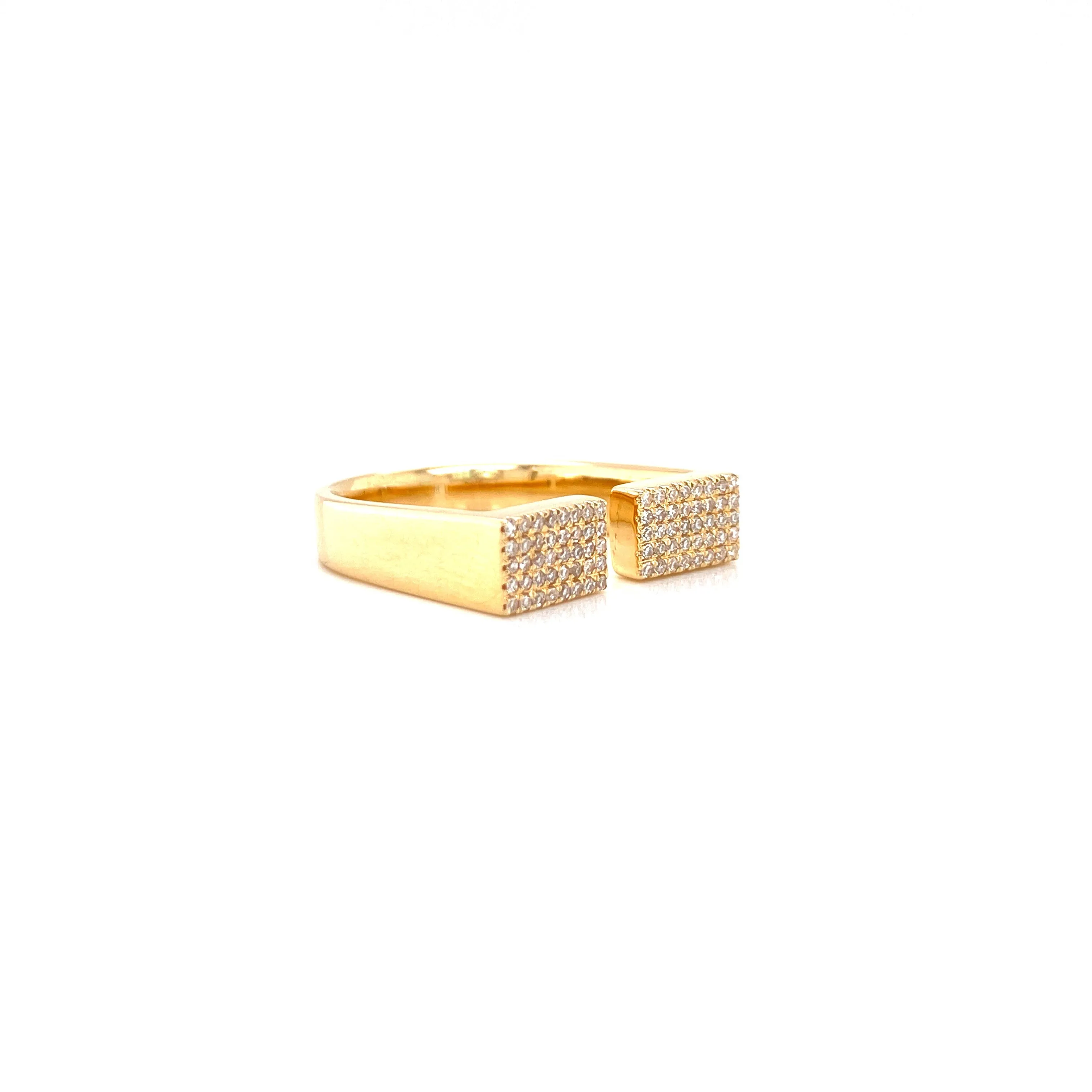 14K Yellow Gold Open Double Rectangle Ring