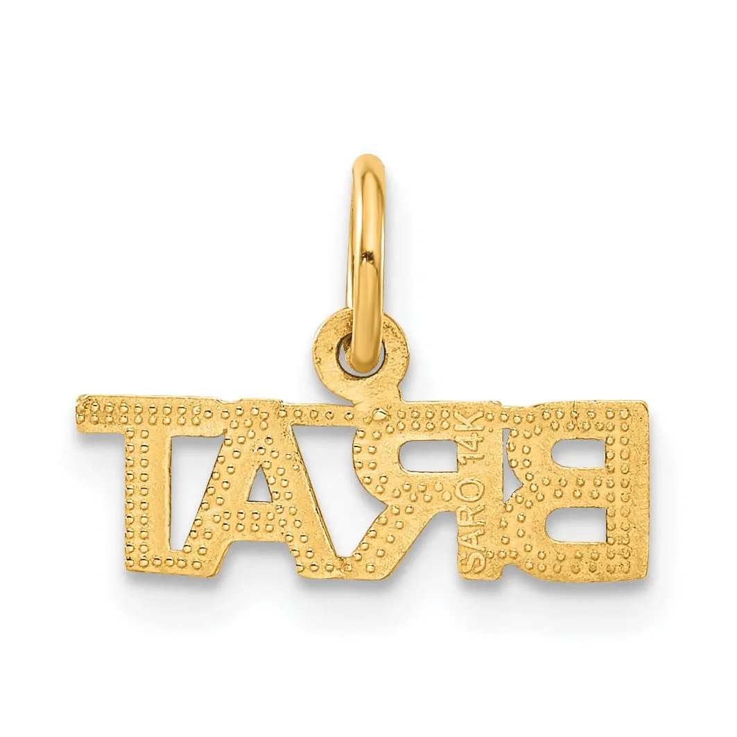 14k Yellow Gold Polished Brat Charm Pendant