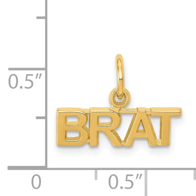 14k Yellow Gold Polished Brat Charm Pendant