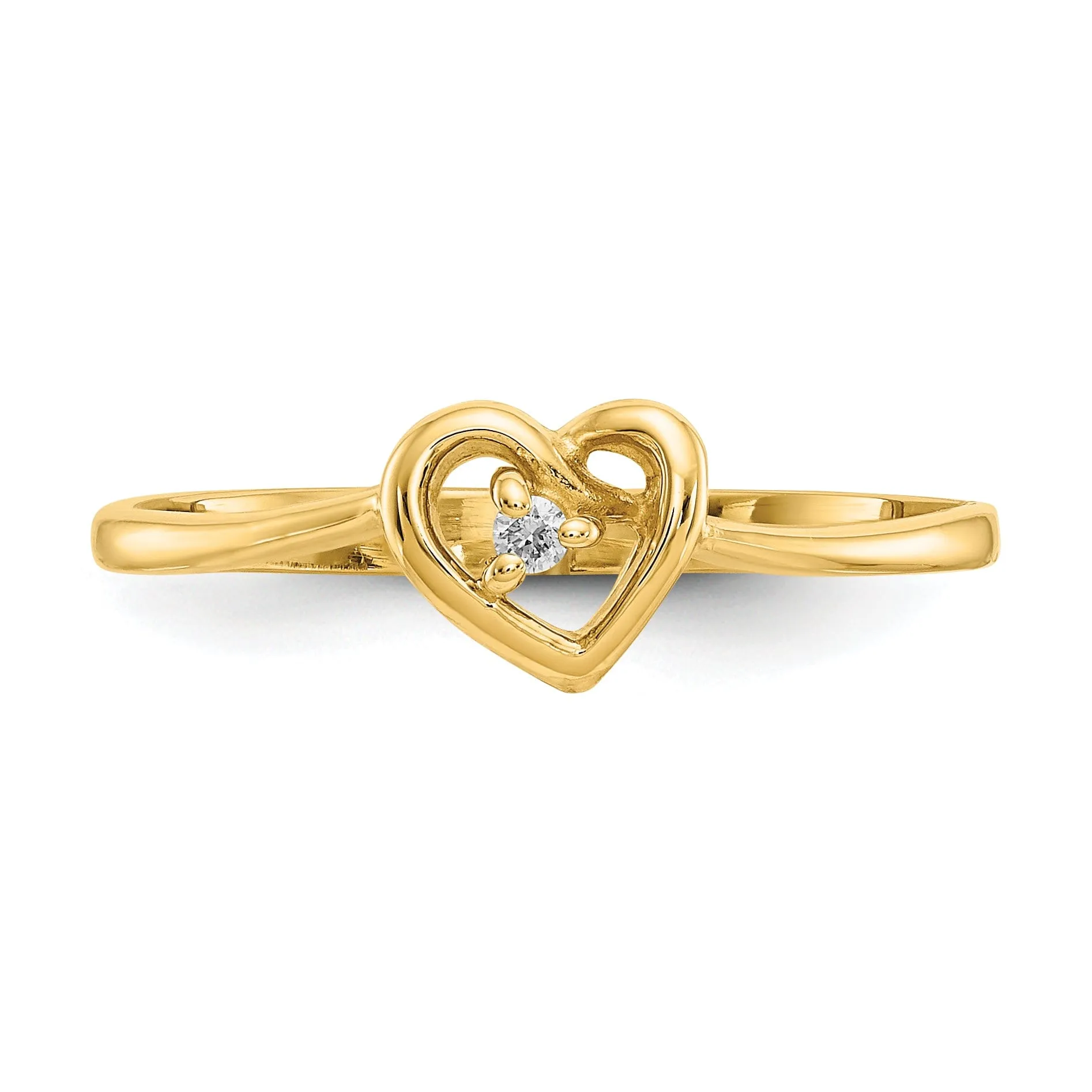 14k Yellow Gold Polished Diamond Heart Ring