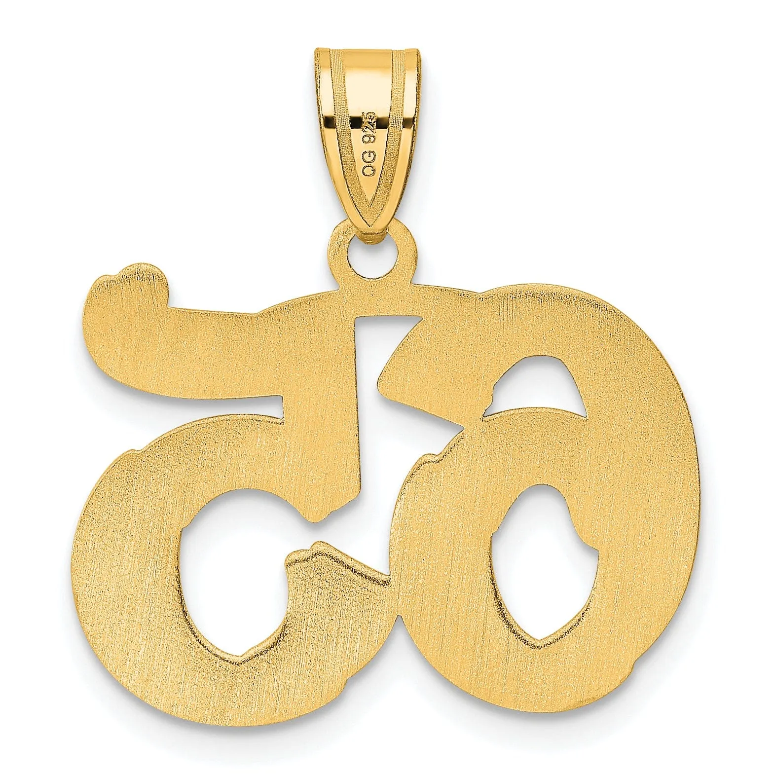 14k Yellow Gold Polished Etched Finish Number 65 Charm Pendant
