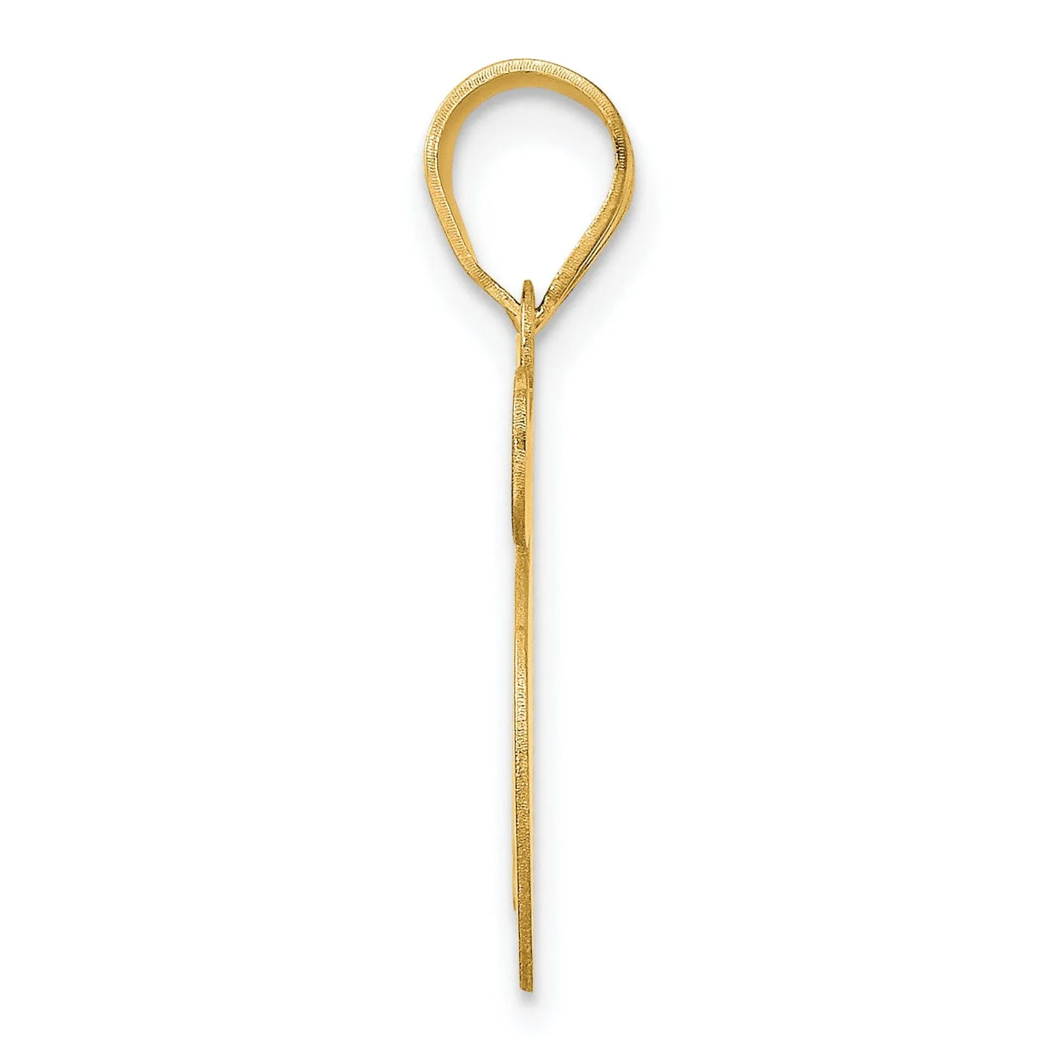 14k Yellow Gold Polished Etched Finish Number 75 Charm Pendant