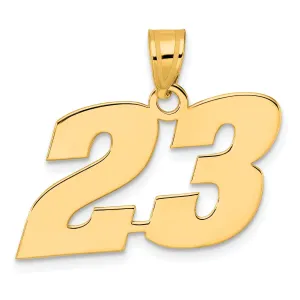 14k Yellow Gold Polished Finish Block Script Design Number 23 Charm Pendant