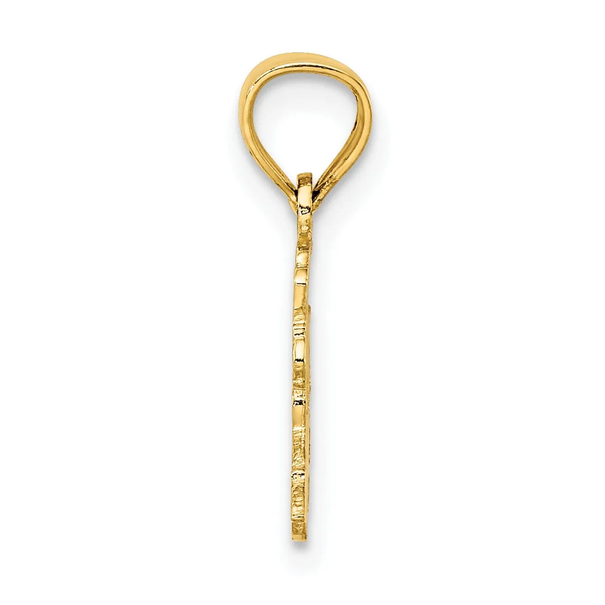 14k Yellow Gold Polished Textured Finish Cut Out Design I LOVE TRAINS Charm Pendant