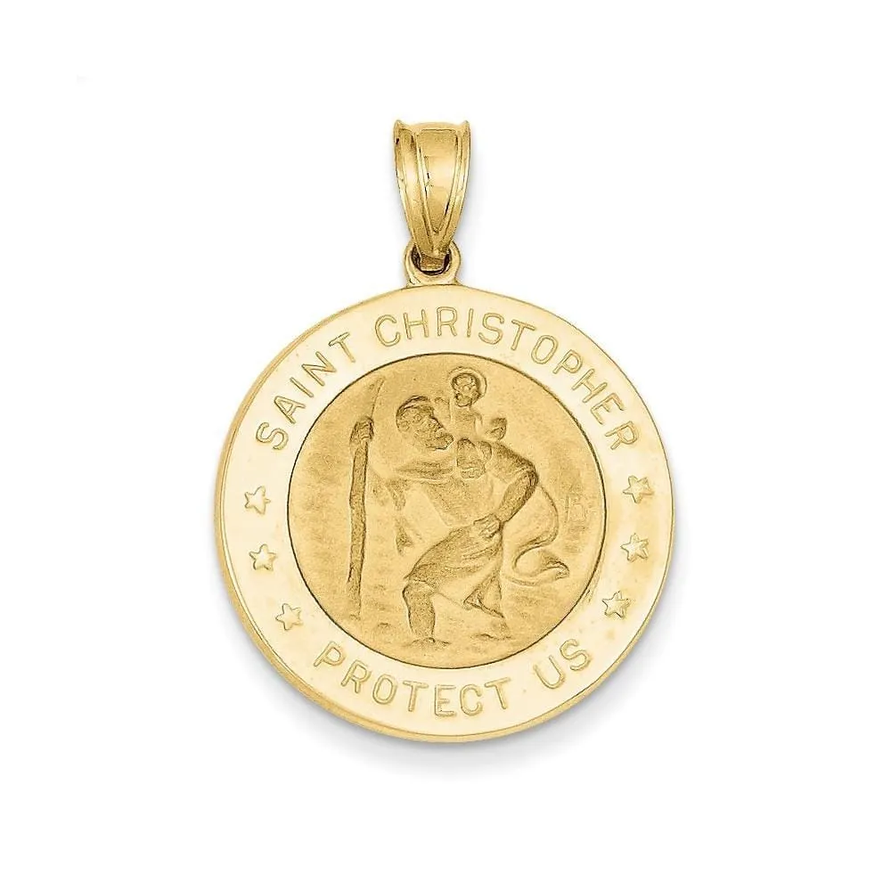 14k Yellow Gold Saint Christopher Medal Pendant
