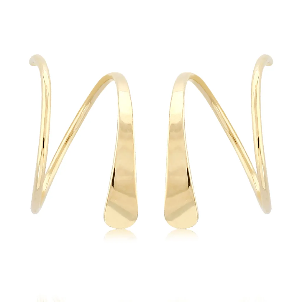 14K Yellow Gold Tapered Wire Cuff Earrings