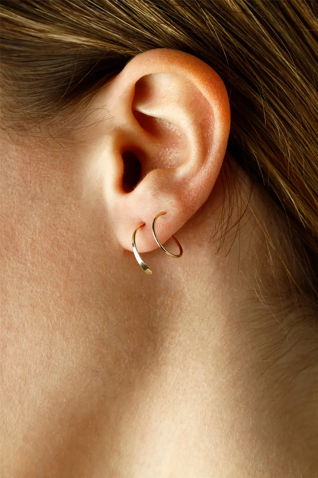 14K Yellow Gold Tapered Wire Cuff Earrings
