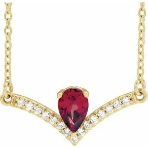 14K Yellow Mozambique Garnet & .06 CTW Diamond 16" Necklace