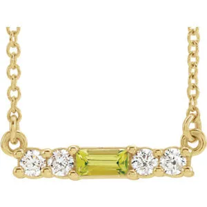 14K Yellow Peridot & 1/5 CTW Diamond 16" Necklace