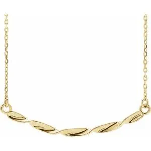 14K Yellow Twisted Ribbon Bar 16-18" Necklace