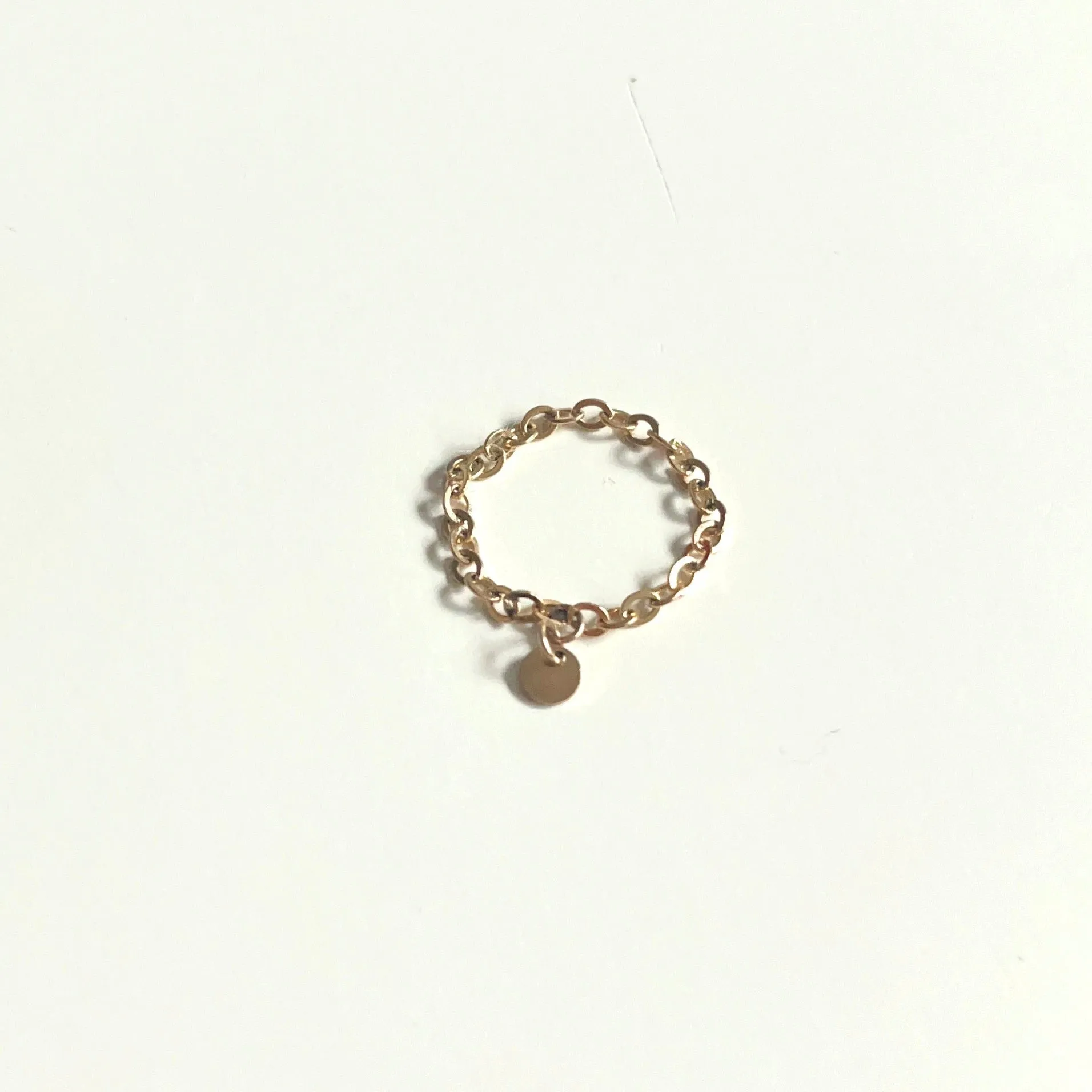 14kt Gold-Filled Chain Ring with Mini Gold Disc Pendant