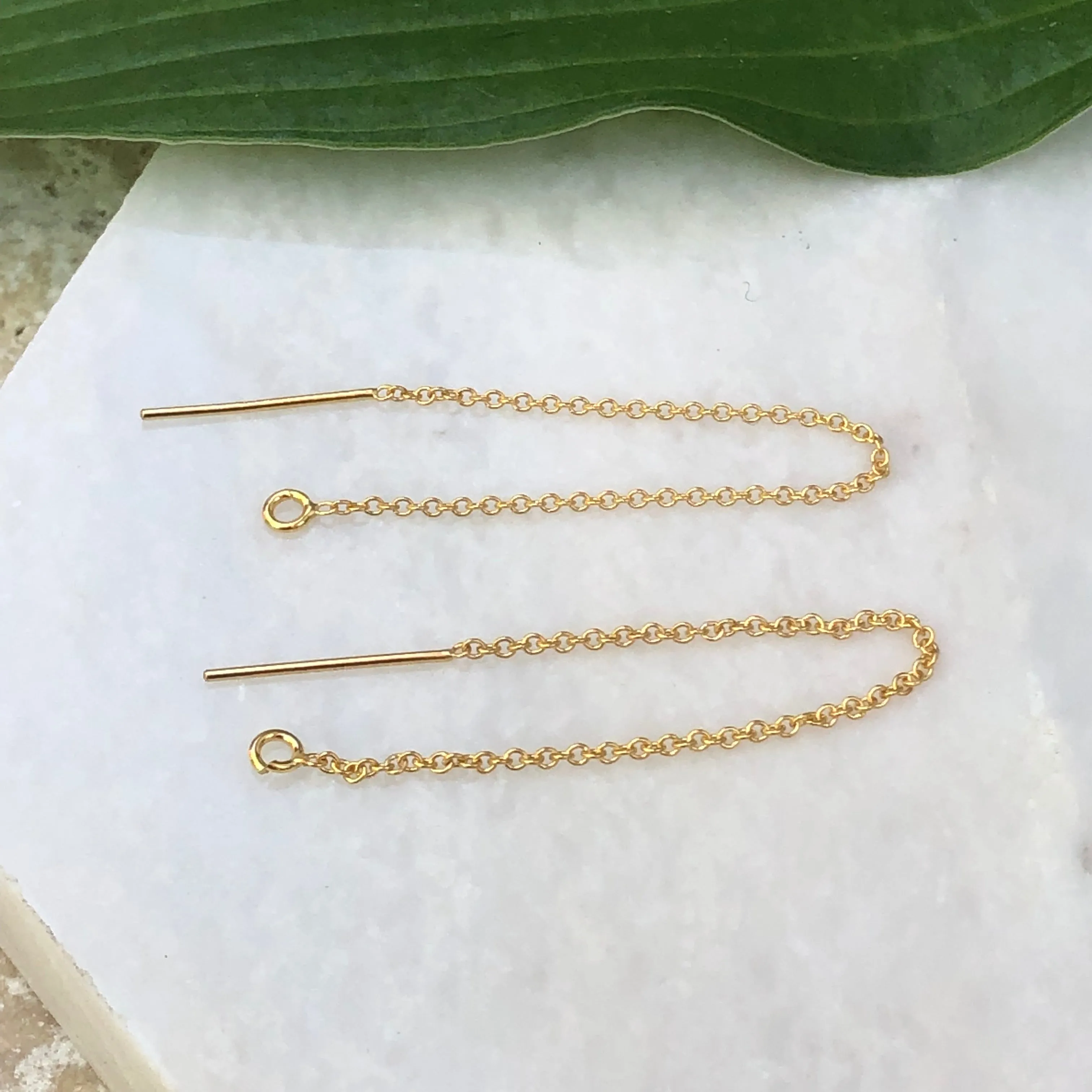 14KT Gold Filled Chain Threader Ear Wires Earrings