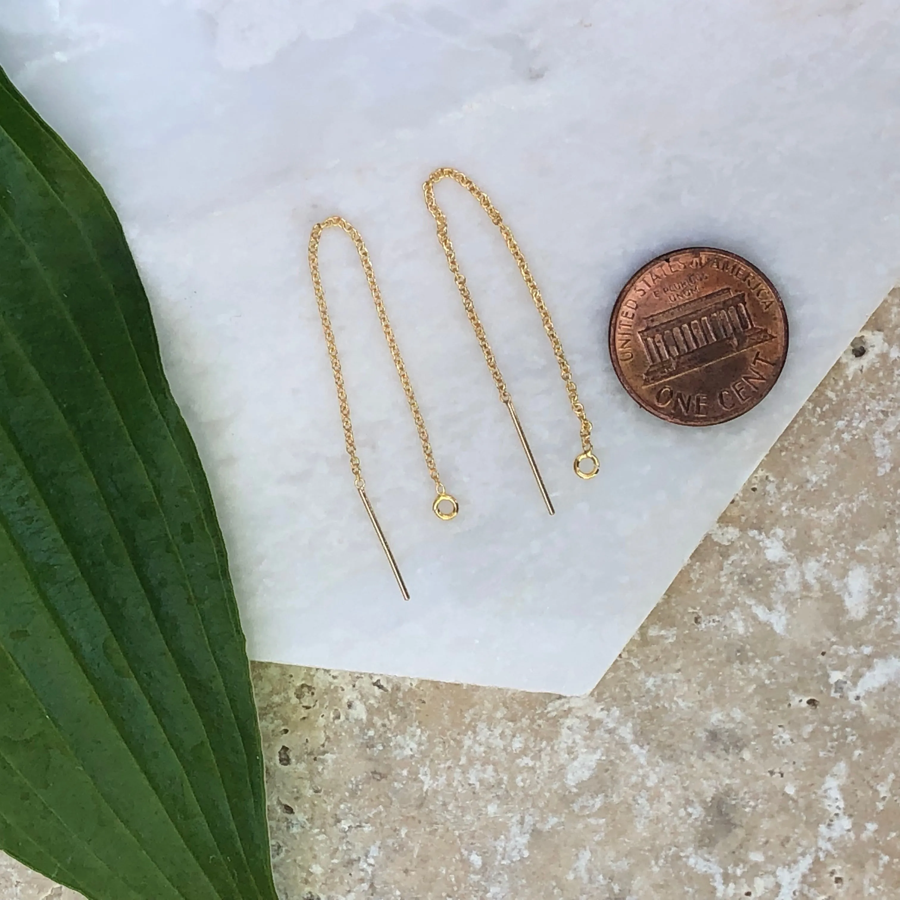 14KT Gold Filled Chain Threader Ear Wires Earrings
