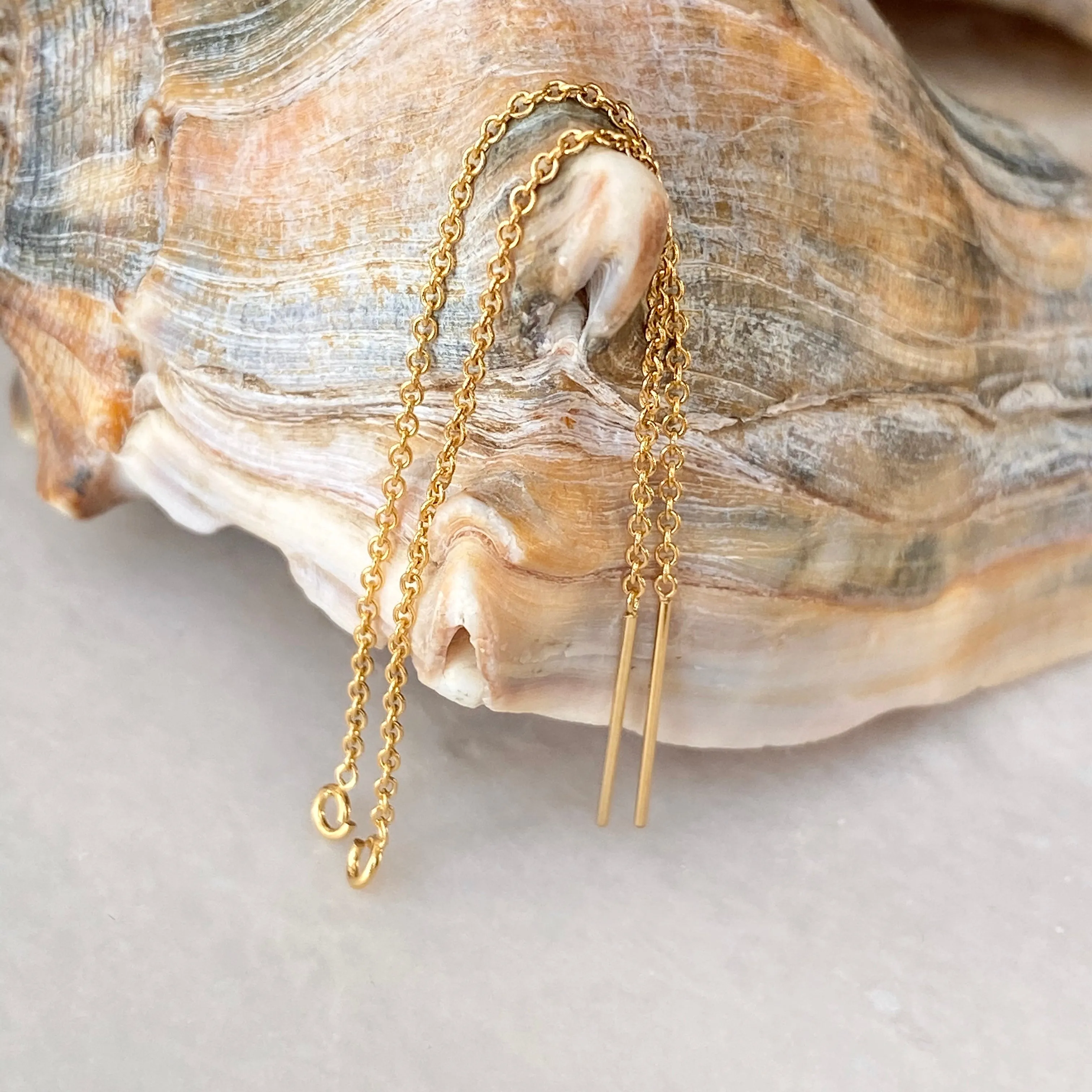 14KT Gold Filled Chain Threader Ear Wires Earrings