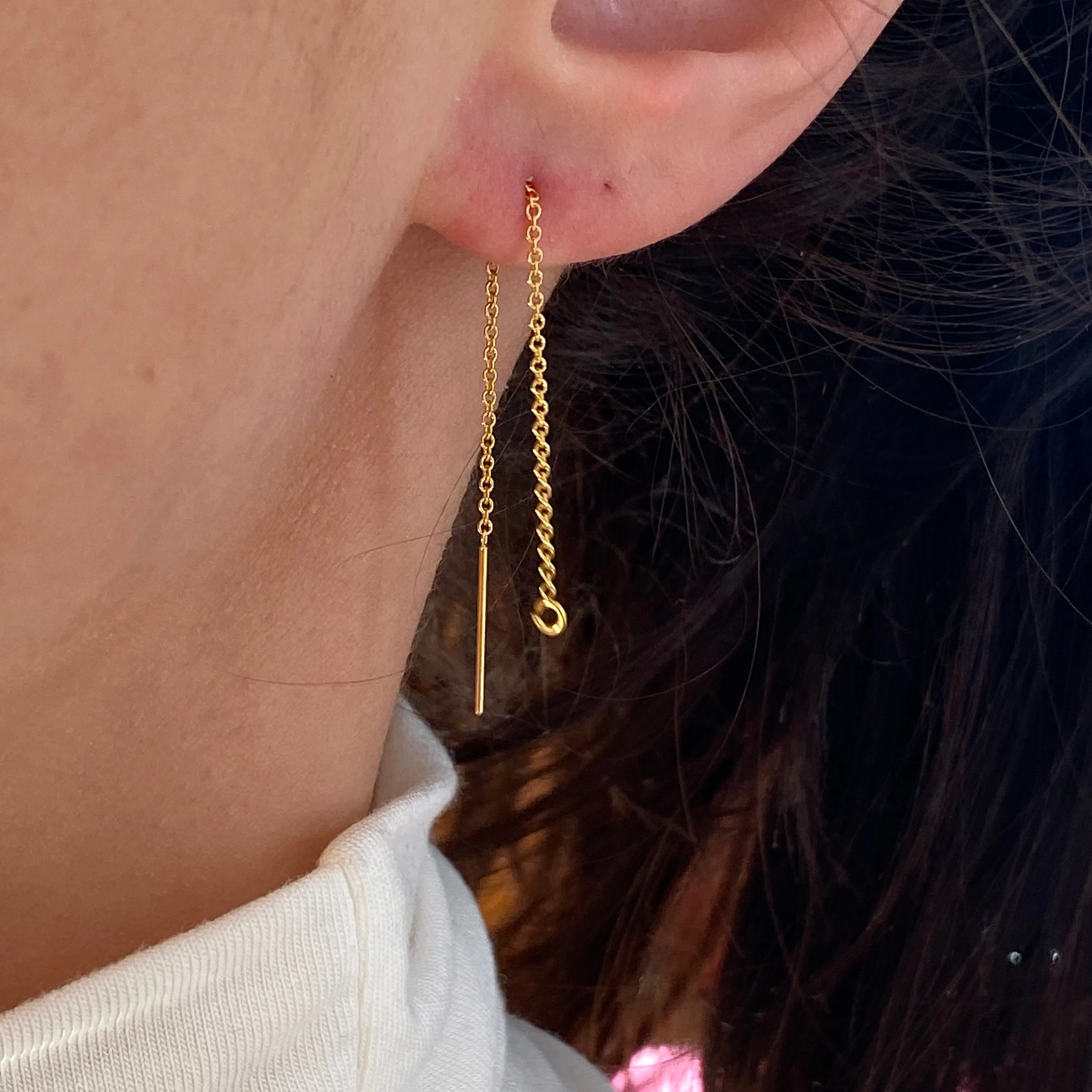 14KT Gold Filled Chain Threader Ear Wires Earrings