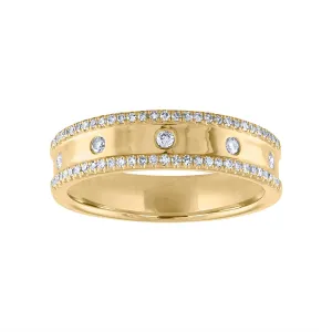 14KT GOLD SCATTERED DIAMOND TWO LINE RING