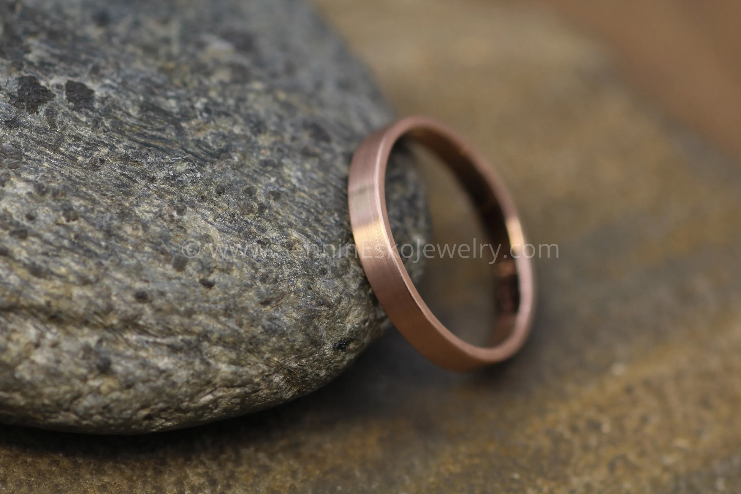 14kt Rose Gold 3x1.2mm Flat Band - Matte Finish