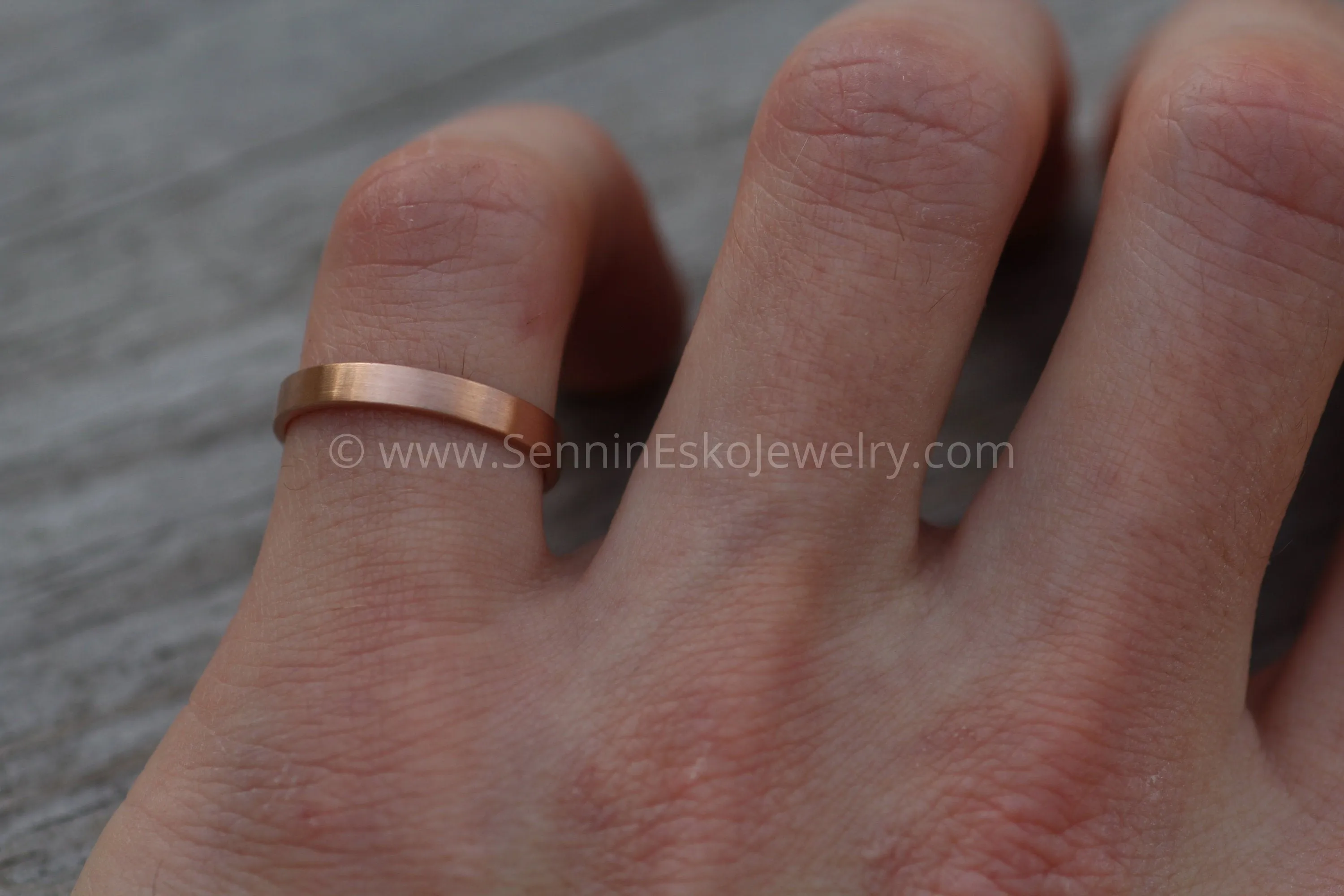 14kt Rose Gold 3x1.2mm Flat Band - Matte Finish