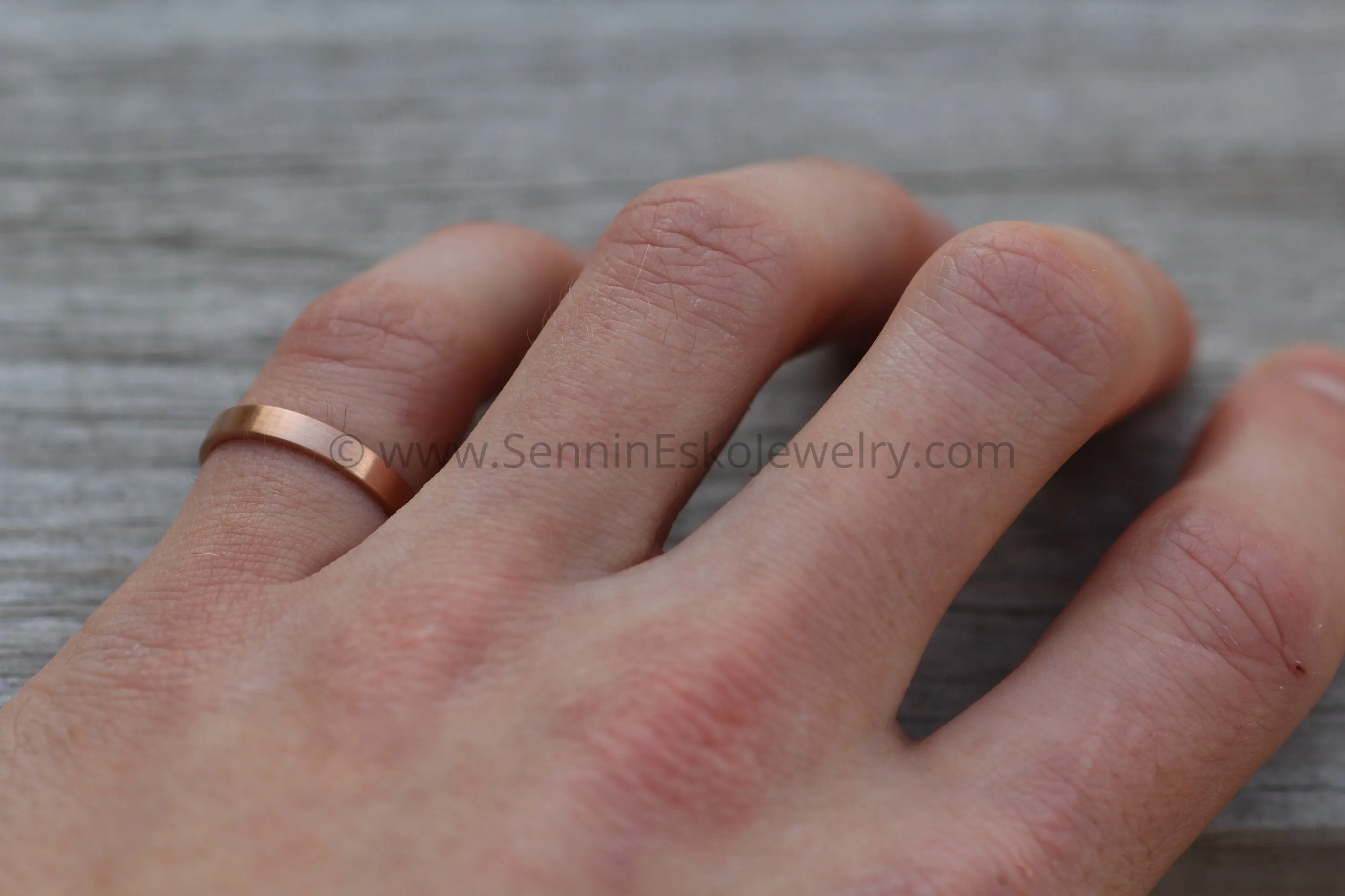 14kt Rose Gold 3x1.2mm Flat Band - Matte Finish