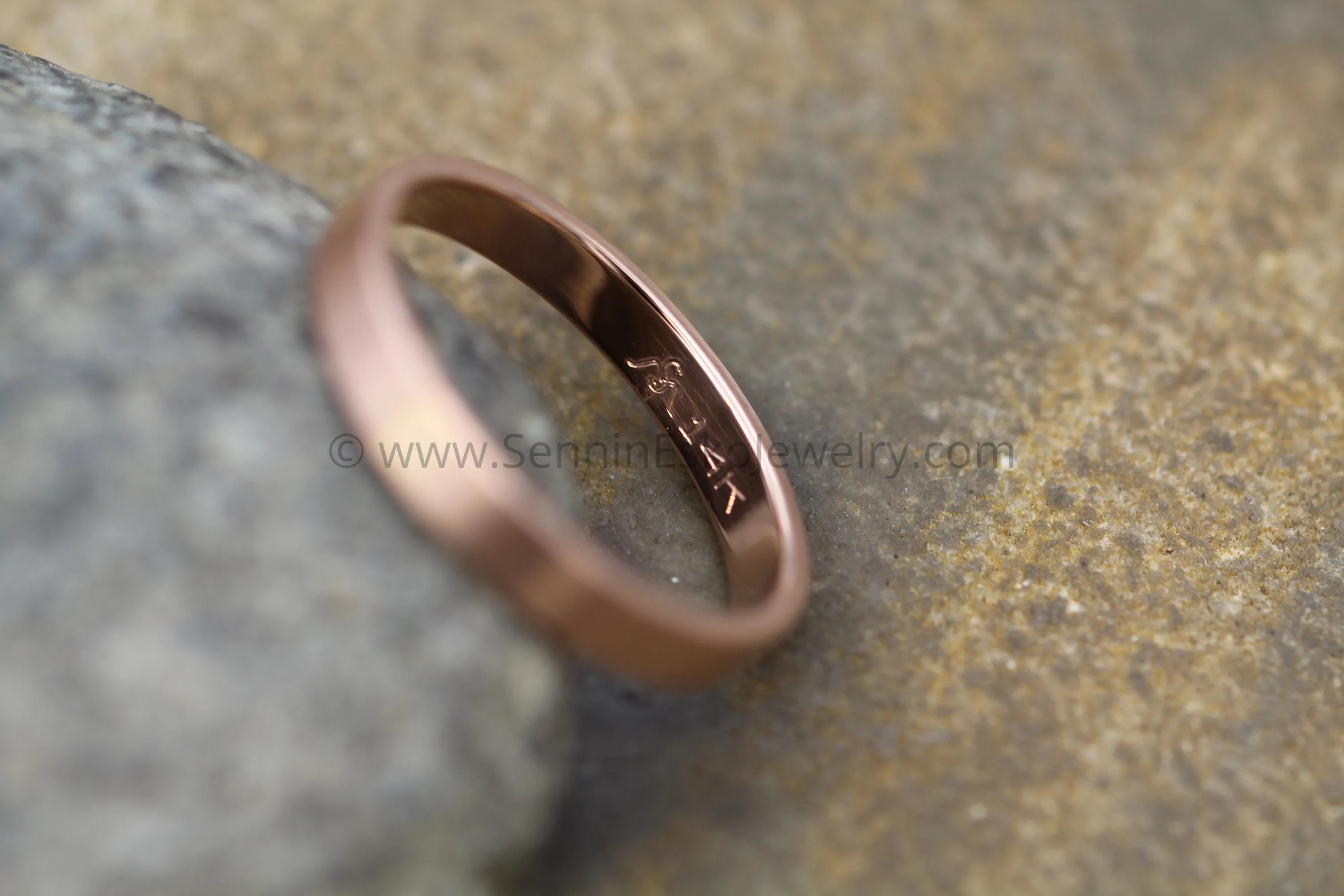 14kt Rose Gold 3x1.2mm Flat Band - Matte Finish