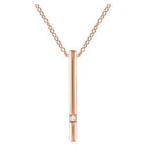 14KT Rose Gold Vertical .015 CT Diamond Bar Necklace