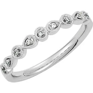 14KT White Gold .04 CT Diamond Thin Band Ring