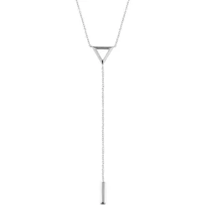 14KT White Gold Triangle Bar Lariat Necklace