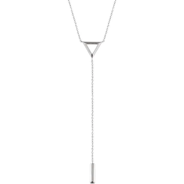14KT White Gold Triangle Bar Lariat Necklace
