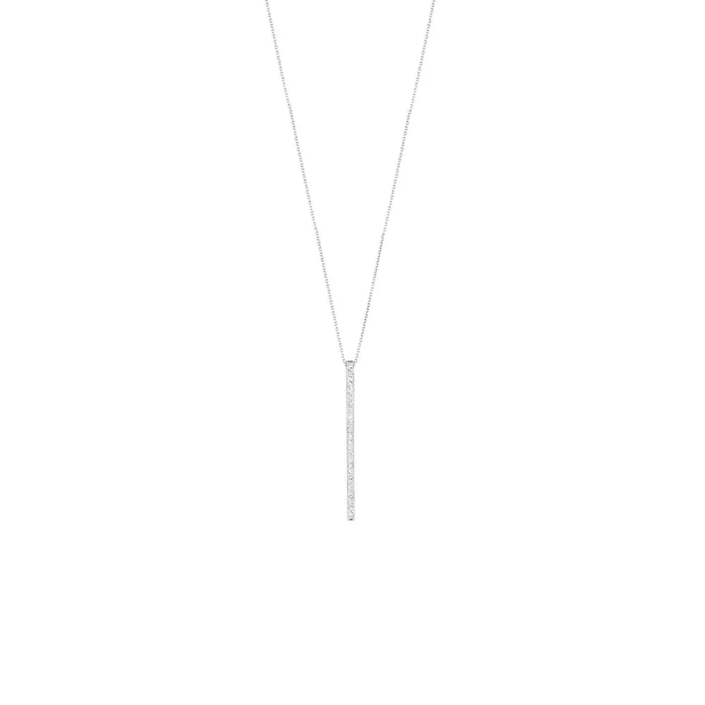 18 Karat White Gold Alice Bar Necklace with Diamonds